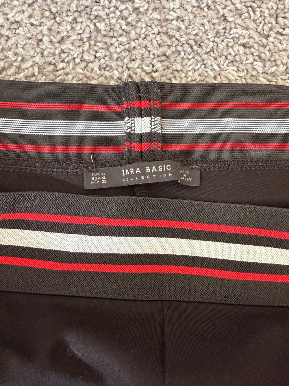 Zara Basic Black Skirt with Red and Gray Stripe Waistband Women’s XL